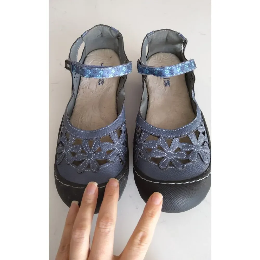 JBU By Jambu Mary Jane flats sz 10 Wom Wildflower Encore Denim blue leather - Picture 4 of 8